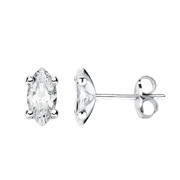18K White Gold Earrings Zirconia 10X6 mm