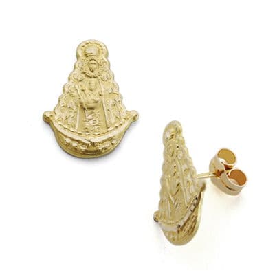 18K Pendientes Virgen Rocio Silueta 17x13 mm