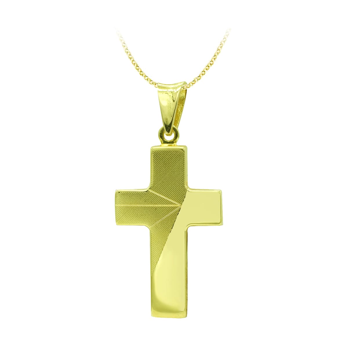 18K Hollow Gold Cross Matte and Shine 27x15 mm