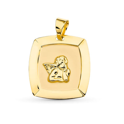 18K Yellow Gold Angel Burlon Laser Medal 19x18 mm