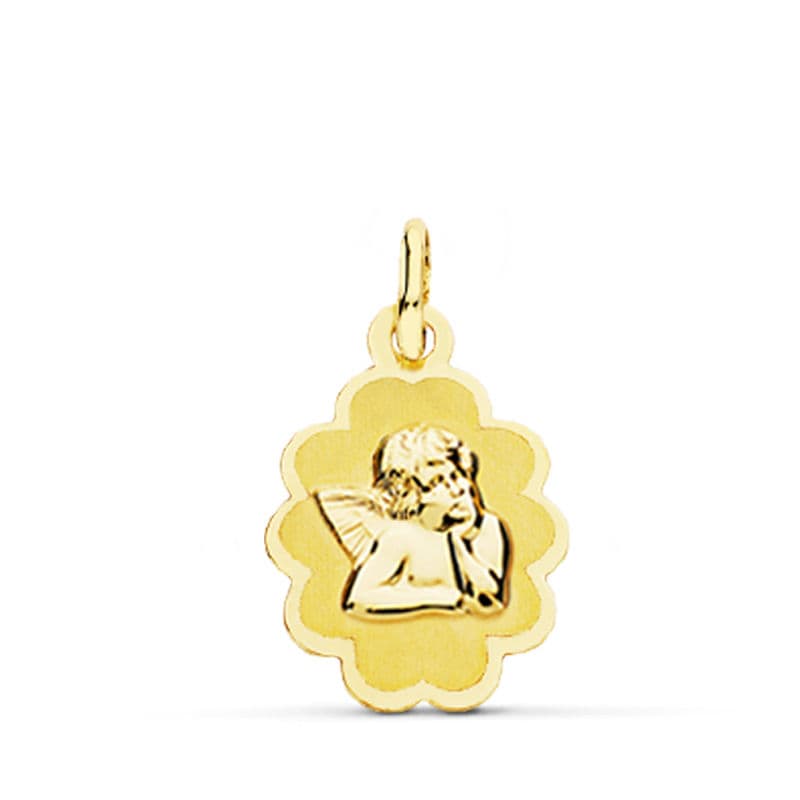 18K Angel Burlon Medal Laser. 18X12 Mm