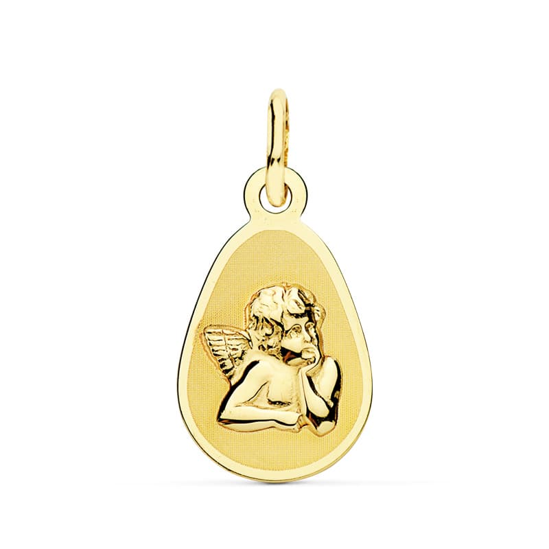 18K Angel Burlon Medal. 17X10 Mm