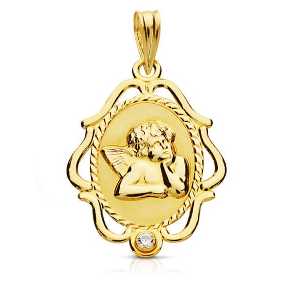 18K Angel Medal Frame. 24x17 mm