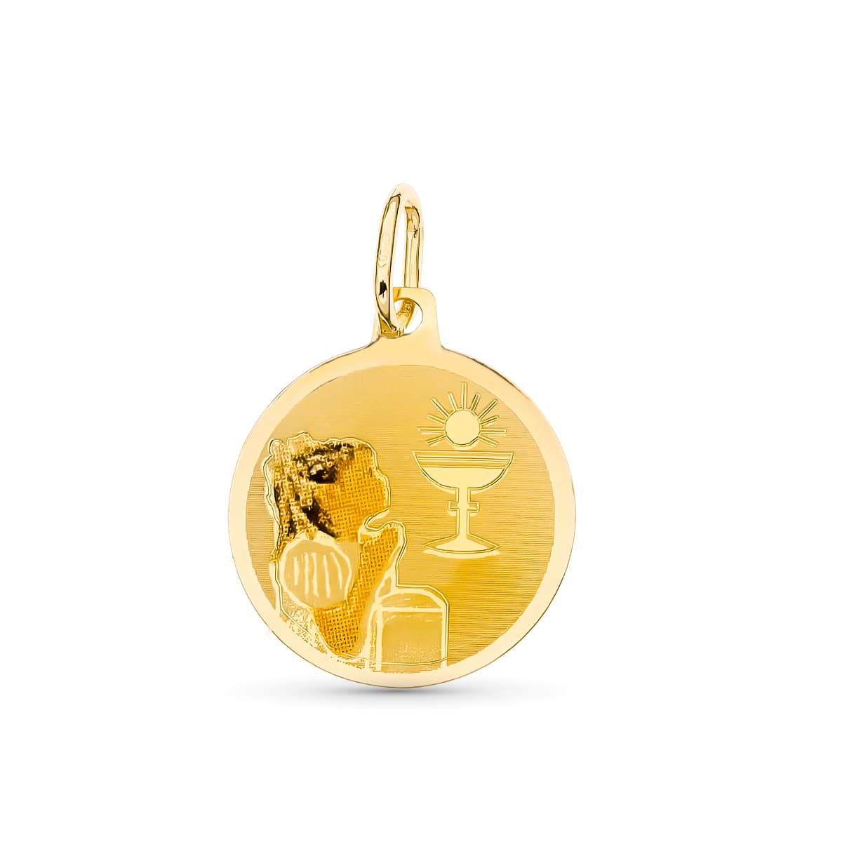 18K Yellow Gold Enamelled Girl Medal 15 mm