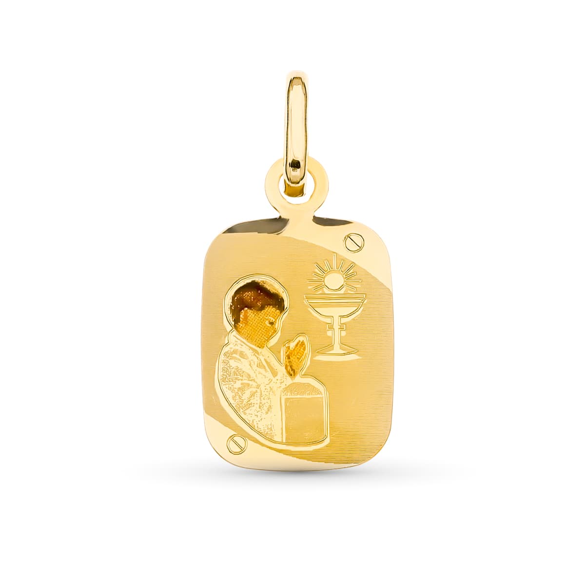 Médaille émaillée chapelle or jaune 18K 20X12 mm