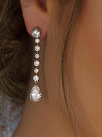 Long Silver Earrings with Bridal Style Movement