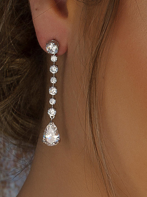 Boucles d'oreilles longues en argent avec mouvement style mariée