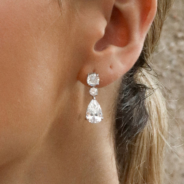 Small Festive and Monochrome Silver Bridal Earrings