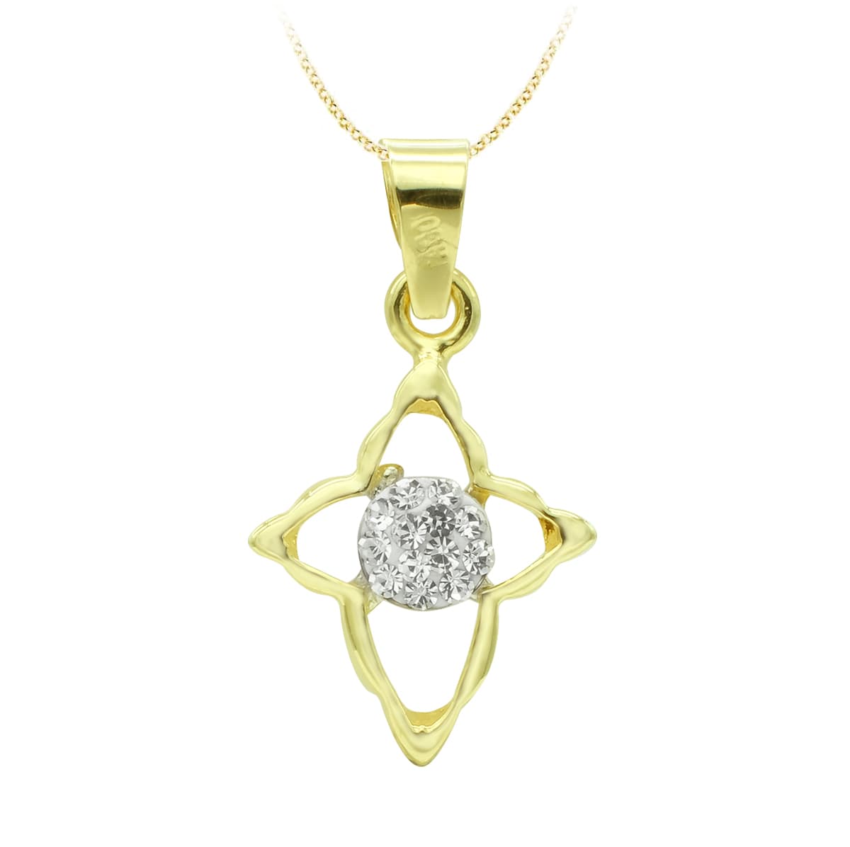 18K Croce Oro Bicolore Circonite 14x11 mm