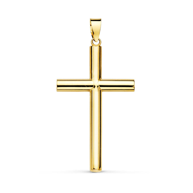 18K Yellow Gold Hollow Cross Smooth 29x18 mm Tube 3 mm