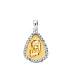 18K Bicolor Gold Virgin Girl Pendant with Frame and Zircons 18x14 mm