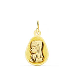 18K Medalla Virgen Niña Gota 17x10 mm