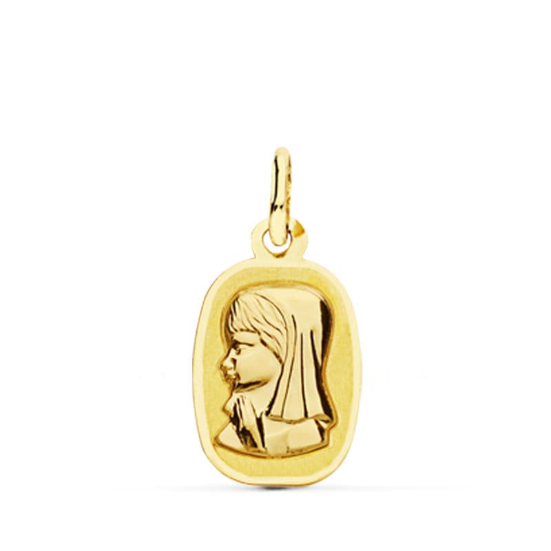 18K Medal Virgin Girl Laser. 17x10 mm