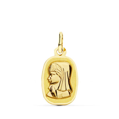 18K Laser Virgin Mary Medal. 17x10 mm