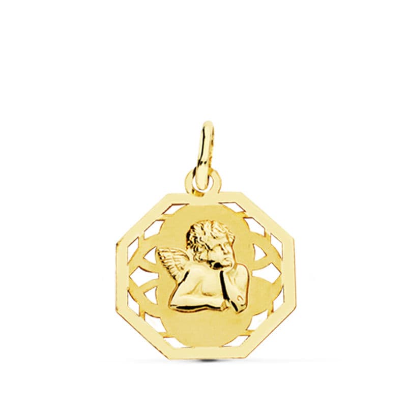 18K Angelito Burlon Hollow Medal 17x14 mm