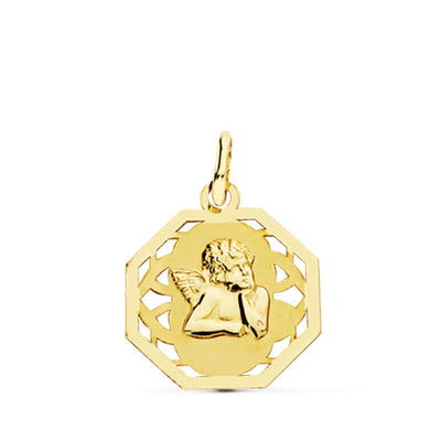 18K Openwork Burlon Angel Medal 17x14 mm
