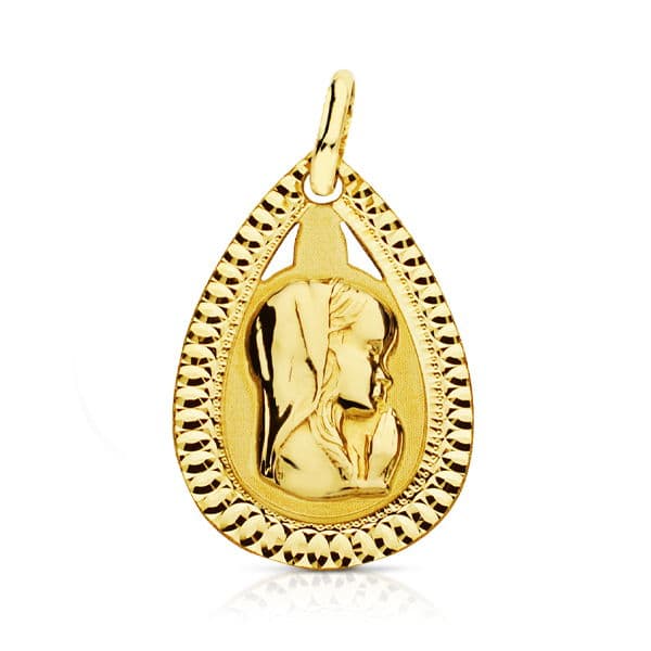 18K Virgin Girl Teardrop Medal 20x13mm