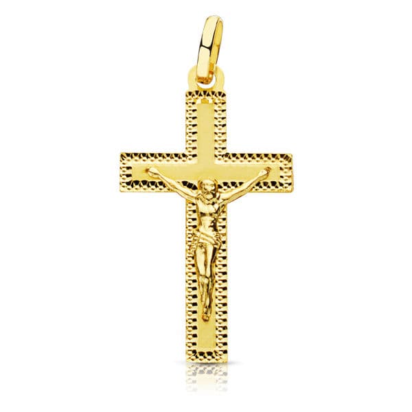 18K Carved Christ Cross 27x15 mm