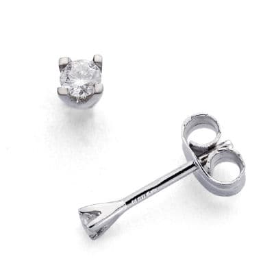 18K White Gold Earrings Diamonds Brilliant Cut 0.11 Cts SI-H