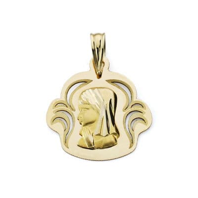 18K Openwork Virgin Girl Medal 19x17 mm