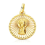 18K Medal Virgin Girl Openwork Border 21x18 mm