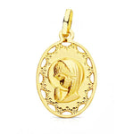 Médaille Ovale Vierge Fille 18K Cadre Ajouré 23x14 mm