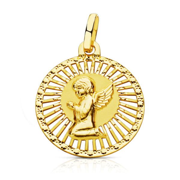 18K Angel Medal Openwork Frame 21x19 mm