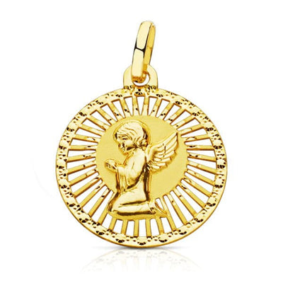 18K Angel Medal Openwork Border 21x19 mm
