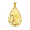 18K Medalla Virgen Niña Calada 22x14 mm