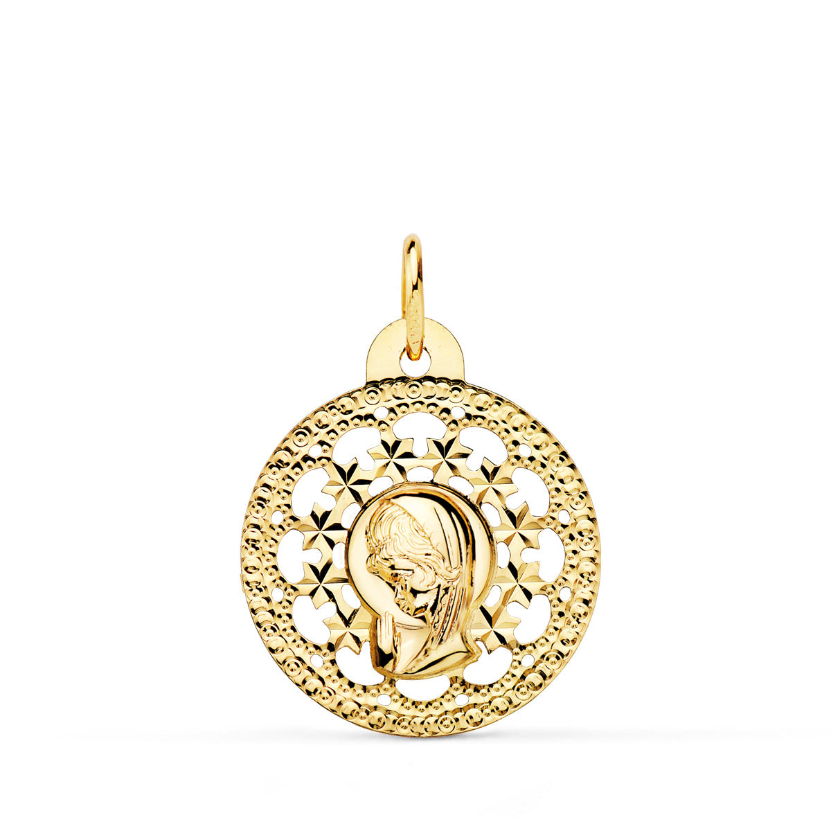 18K Hollow Virgin Girl Medal 23x20 mm