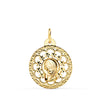 18K Medalla Virgen Niña Calada 23x20 mm