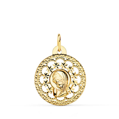 18K Openwork Virgin Girl Medal 23x20 mm