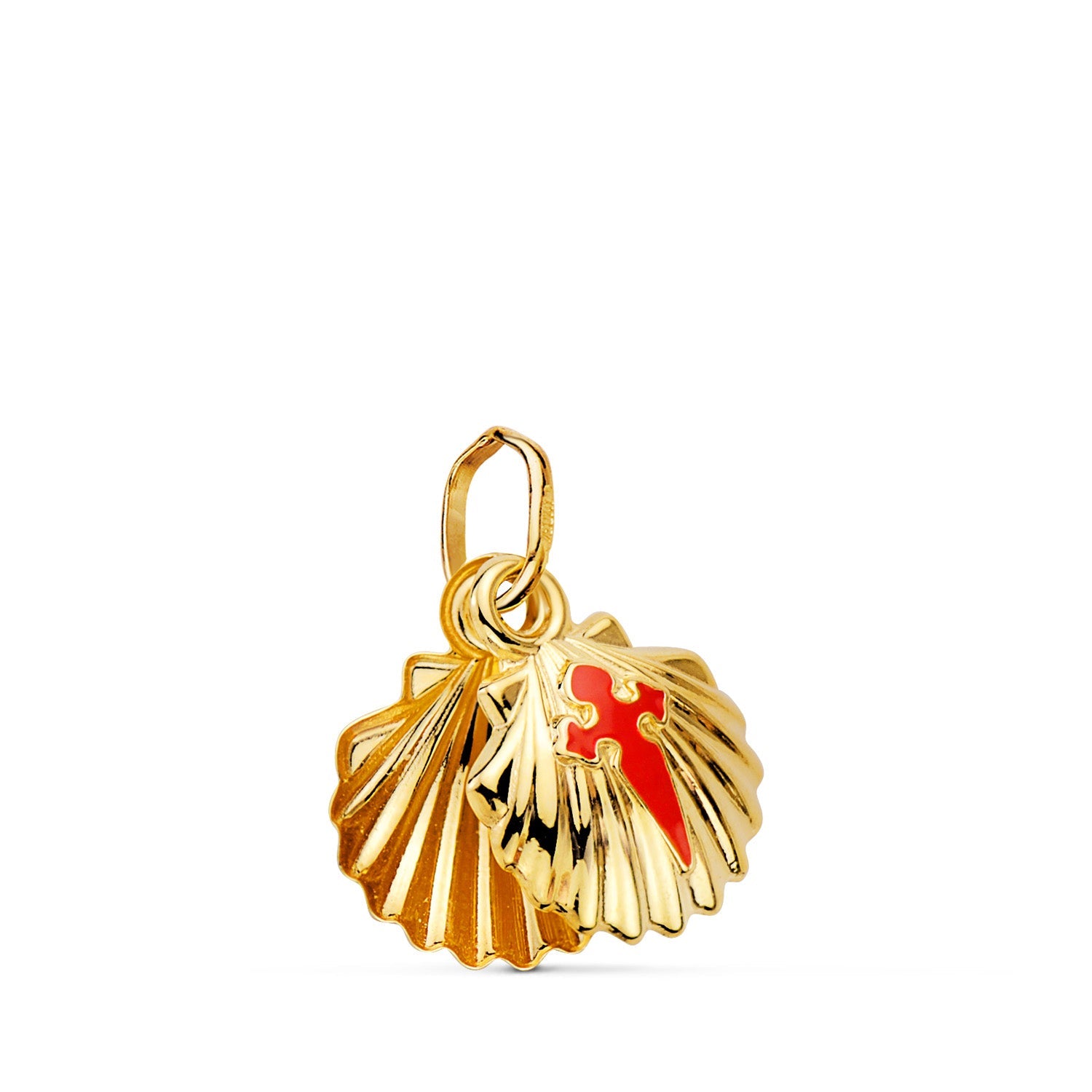 18K Yellow Gold Pendant Santiago Shell Double 10x10 mm