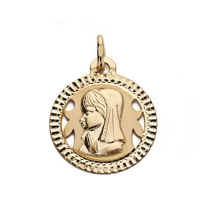Médaille Fille Vierge Sculptée 18K 16 Mm