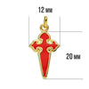 Pendentif Croix de Santiago émaillée en Or Jaune 18 Carats 23x13 mm