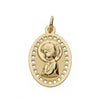 18K Medalla Virgen Niña Calada 23x14 mm
