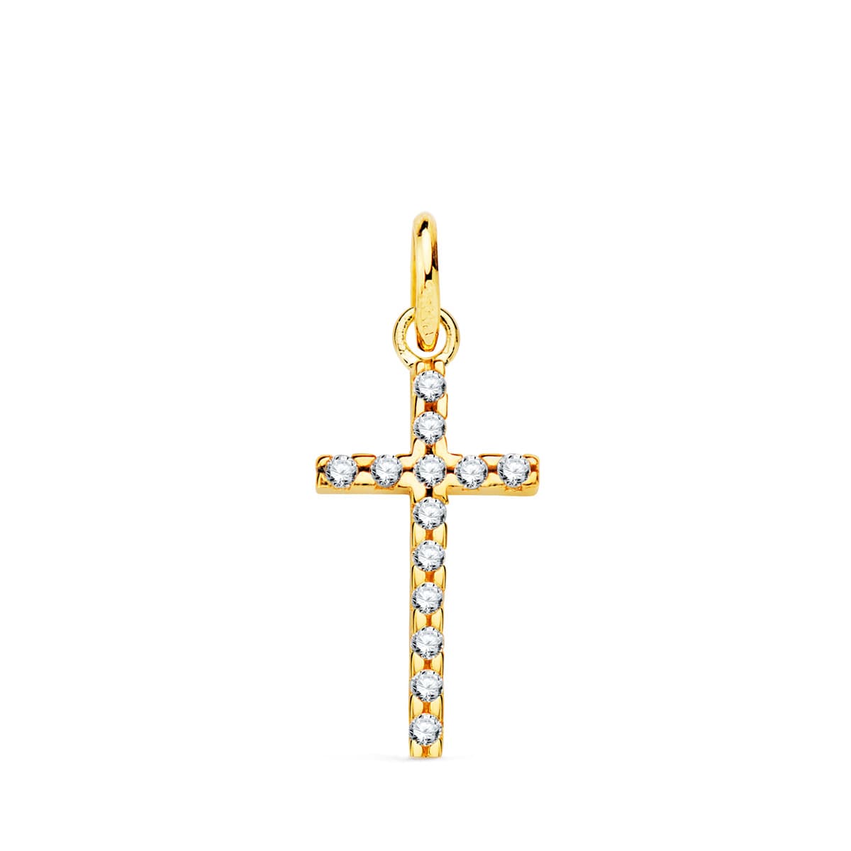 18K Croix Or Jaune Zirconiums 16x9 mm