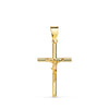 18K Yellow Gold Cross With Christ Hollow Tube 21 x 13 x 3 mm
