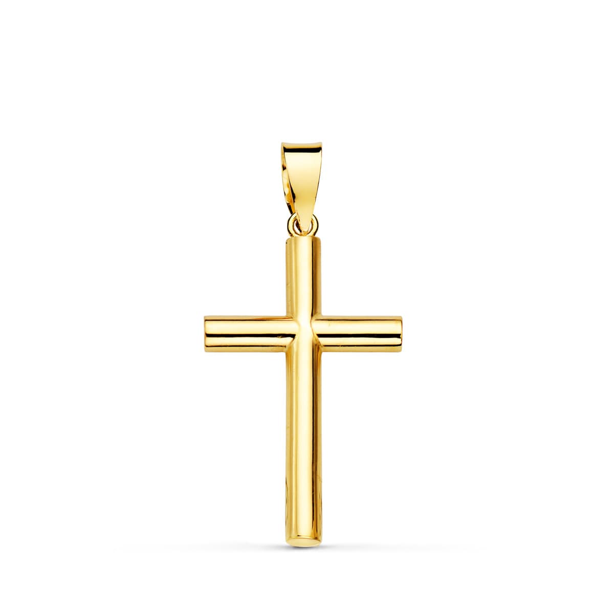 18K Yellow Gold Plain Cross Hollow Tube 2.5 mm 21x13 mm