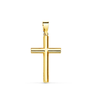 18K Yellow Gold Cross Smooth Hollow Tube 2.5mm 21x13mm