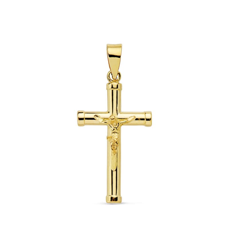18K Cross With Christ Tube 2.5 mm 21x13 mm