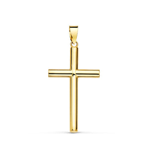 18K Yellow Gold Hollow Cross Smooth 25x15 mm Tube 2.2 mm