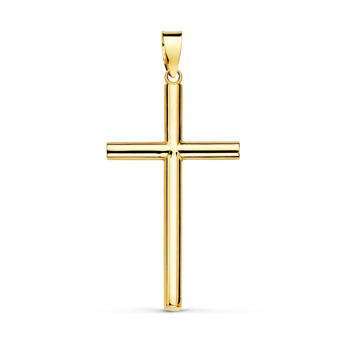 18K Hollow Smooth Yellow Gold Cross 29x17 mm Tube 2.2 mm