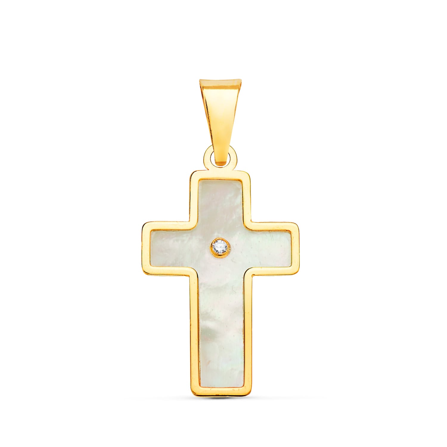 18K Croix Avec Nacre 18x12 mm