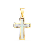 18K Yellow Gold Cross With Mother of Pearl 18 x 12 mm