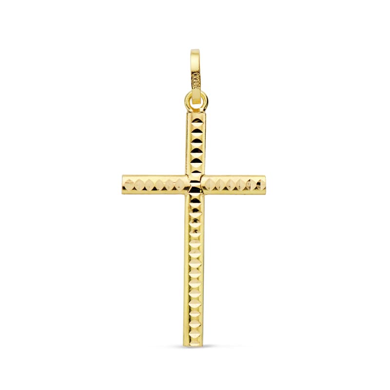 18K Carved Cross 25x14 mm