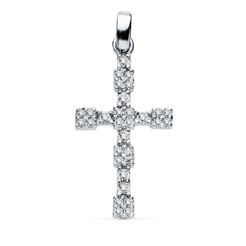 18K White Gold Cross Zirconia 21x13 mm