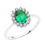 Bague émeraude en or blanc 18 carats 0,75 Qts. avec des diamants