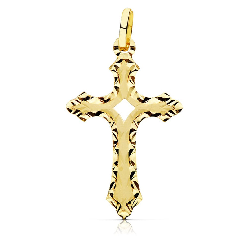 18K Carved Cross Without Christ 27x17 mm