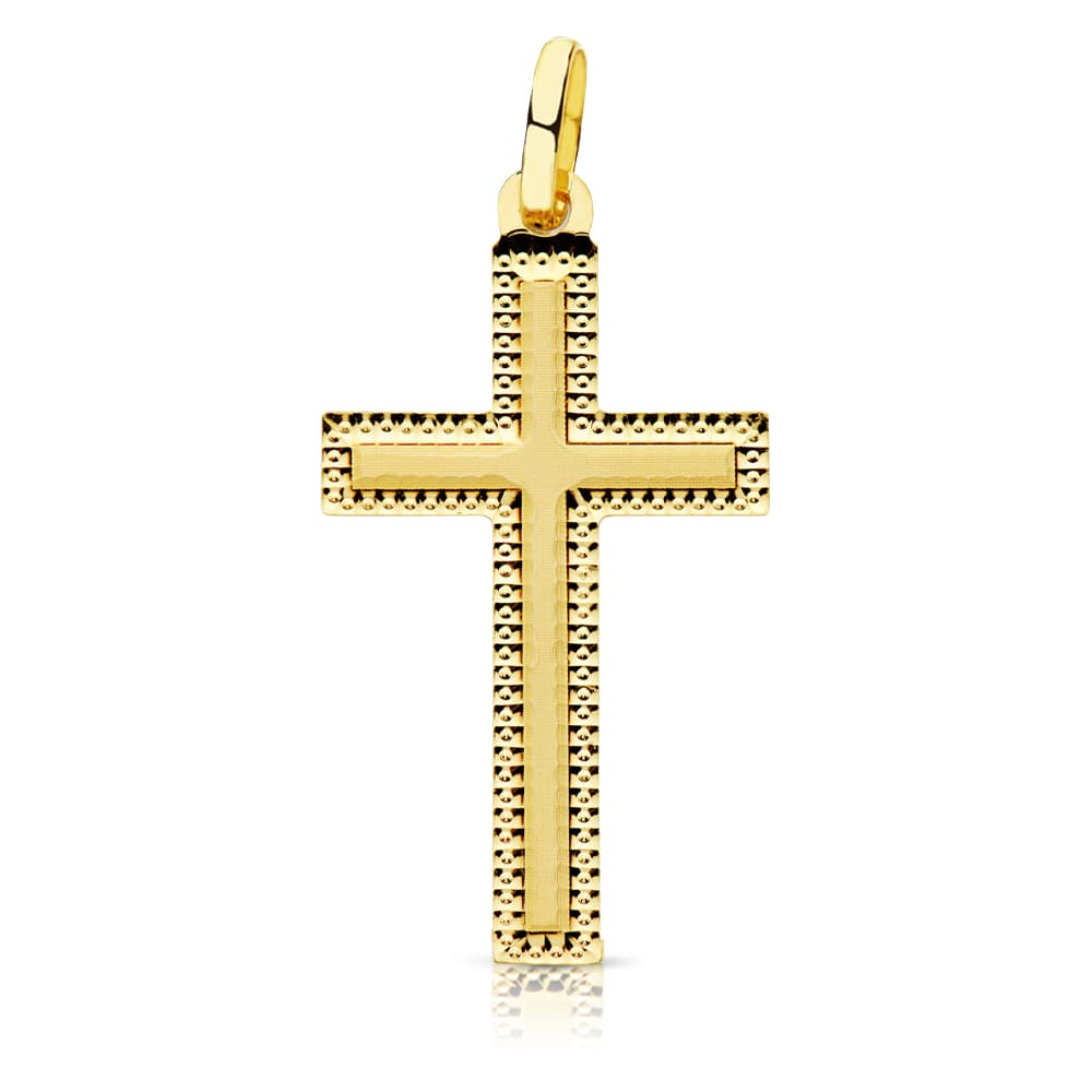 Cruz sin Cristo Tallada Oro Amarillo 18k – 27x15 mm